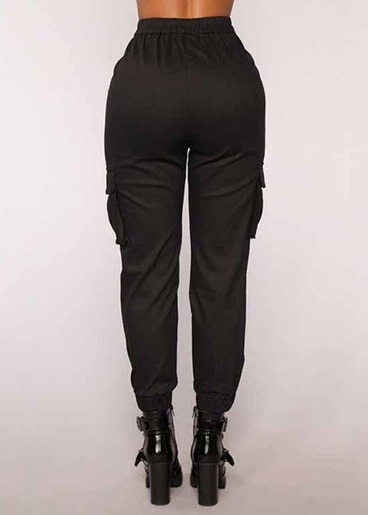 Color High Elastic Waist Harem Pants