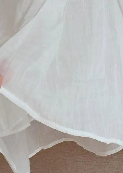 White Top Silhouette O Neck Lantern Sleeve Clothing Blouses