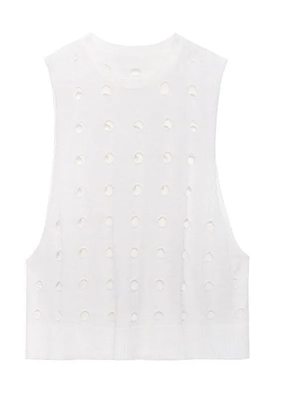Black O Neck Hole Beach Cotton Vest