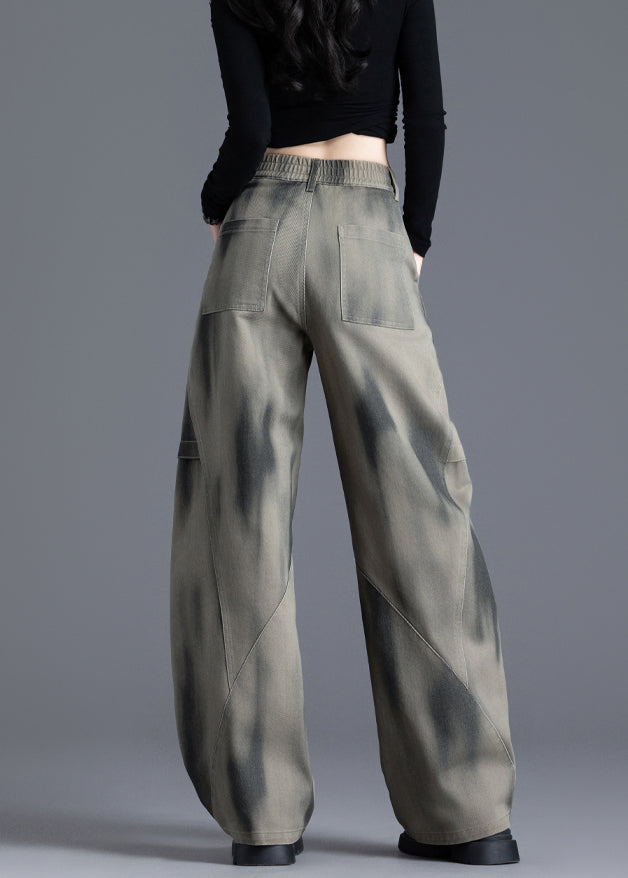Tie Dye Print Elastic Waist Denim Pants Spring