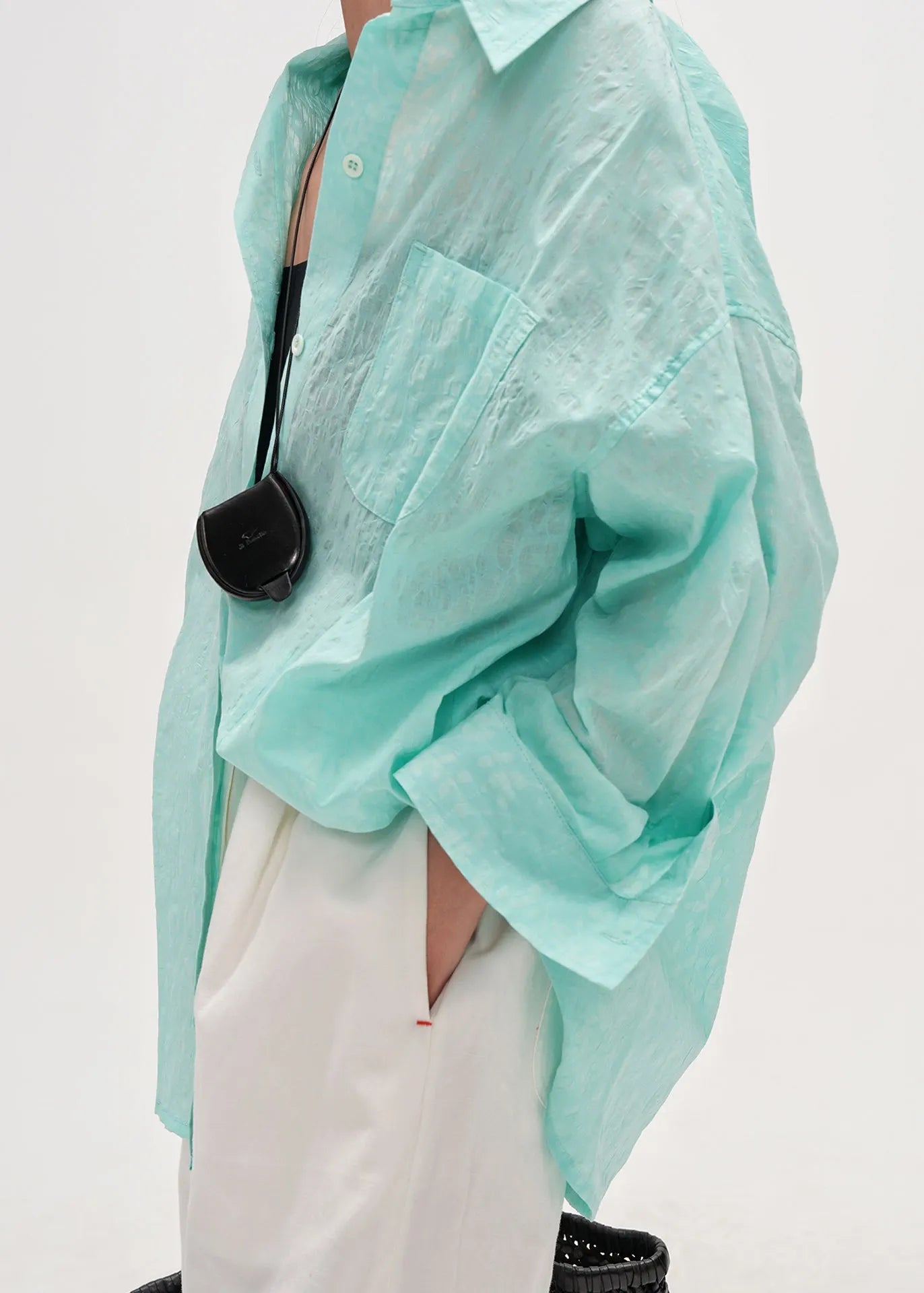 Natural Lake Green Oversized Cotton Upf 50+ Blouse Top Summer