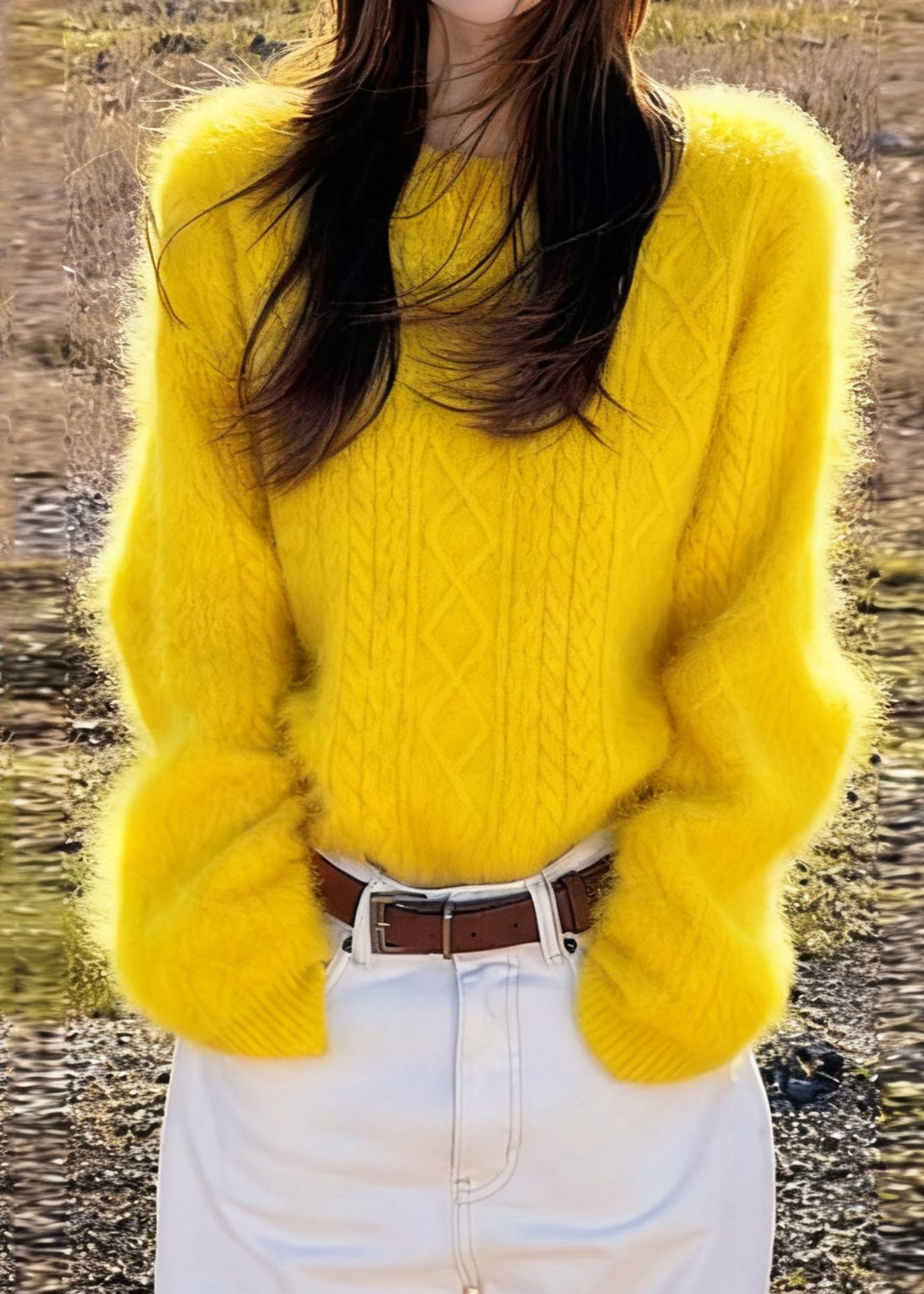 Style Yellow Oversized Warm Cozy Sweaters Spring