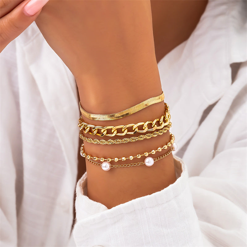 Patchwork Chains Pearl Bracelets
