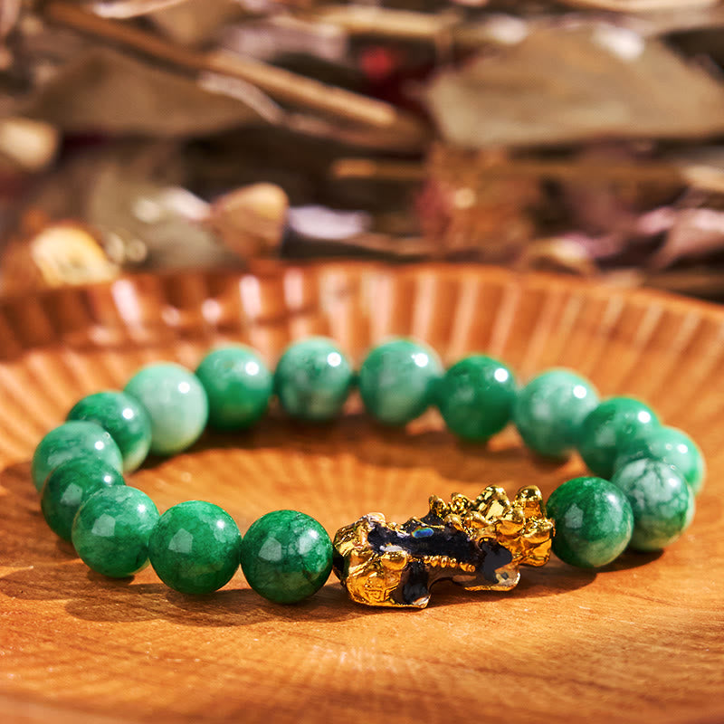 Buddha Stones Fengshui Pixiu Jade Protection Bracelet