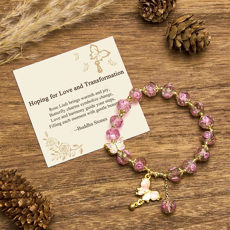 Buddha Stones "hoping for Love and Transformation" Butterfly Bracelet Includes Gift Message Card