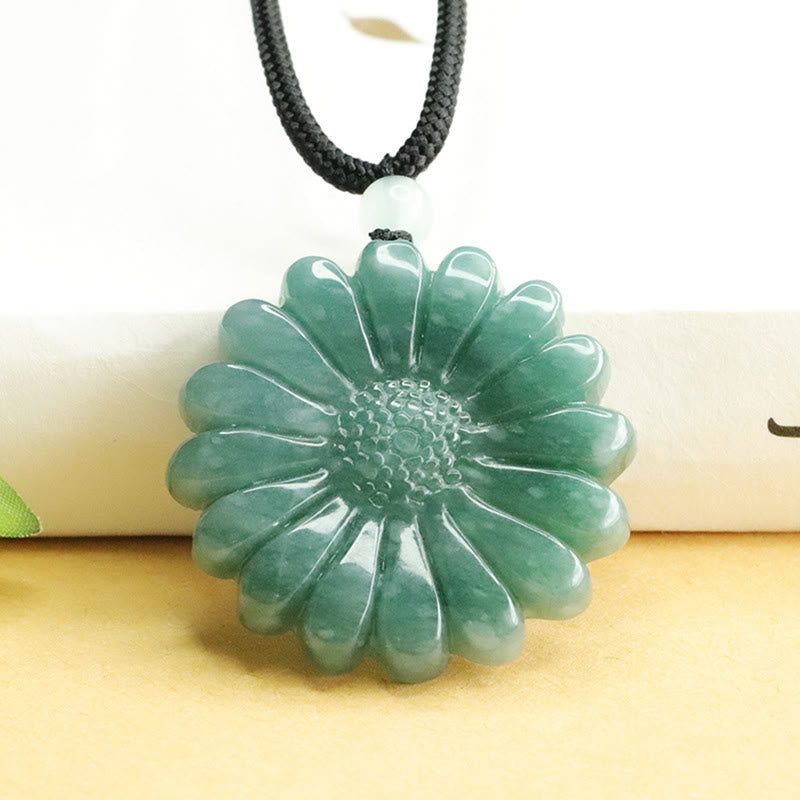 Buddha Stones Sunflower Jade Abundance Necklace Pendants