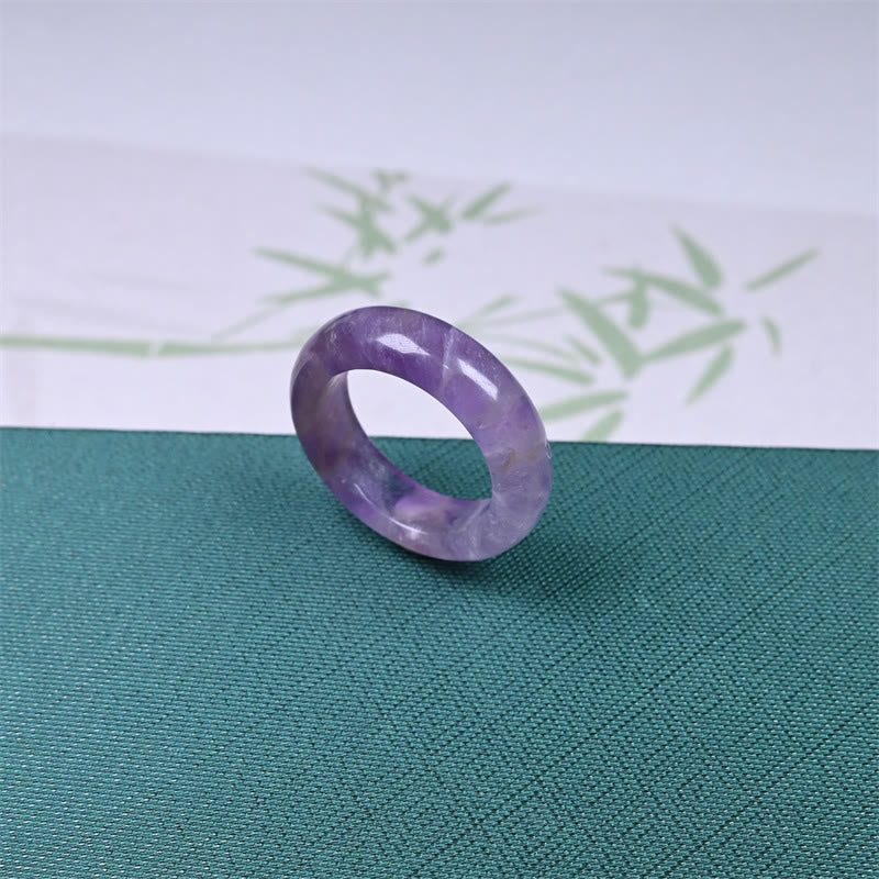 Buddha Stones Natural Amethyst Spiritual Awareness Ring