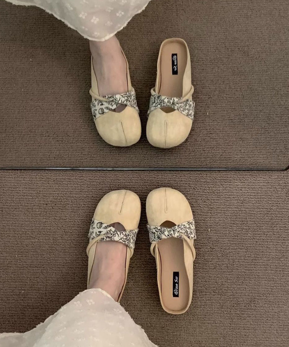 Yellow Suede Boutique Splicing Slide Sandals