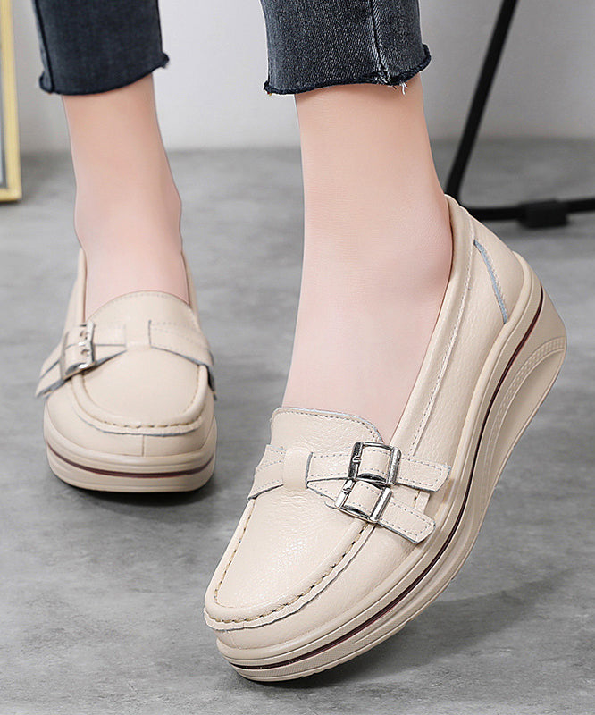 Splicing Platform Penny Loafers Red Cowhide Leather