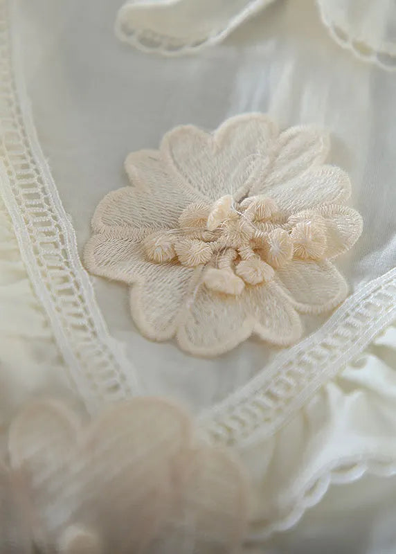 Apricot Embroidered Lace Top Spring