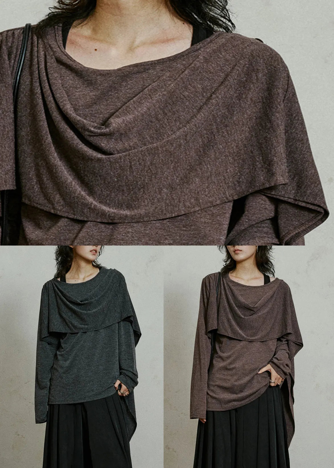 Coffee Cozy Cotton T Shirt Asymmetrical Long Sleeve
