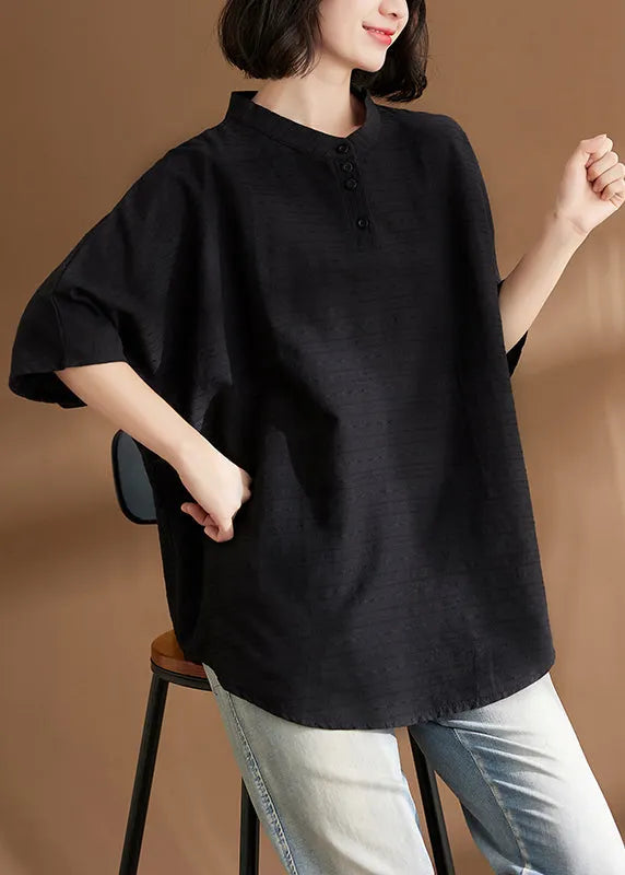 Black Print Cozy T Shirts Summer