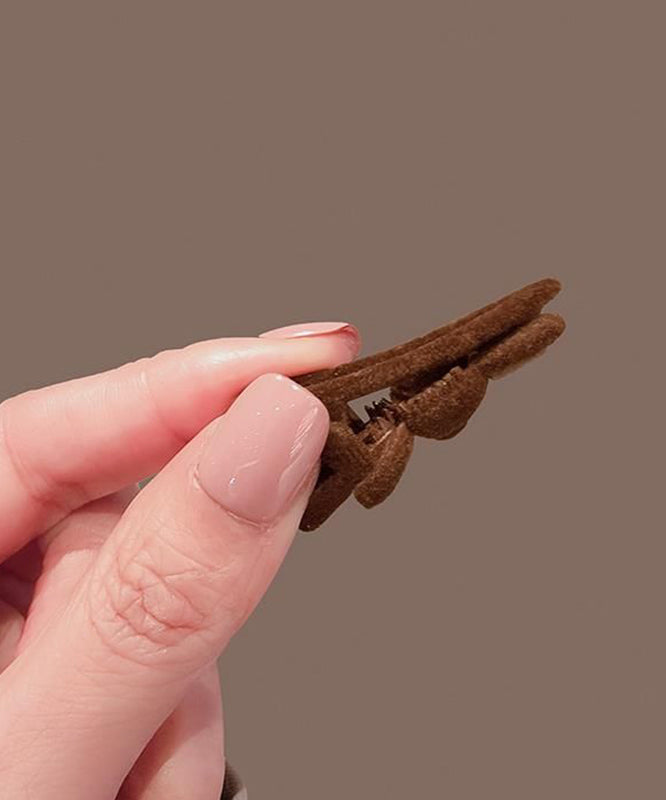 Brown Alloy Flocking Little Rabbit Hairpin