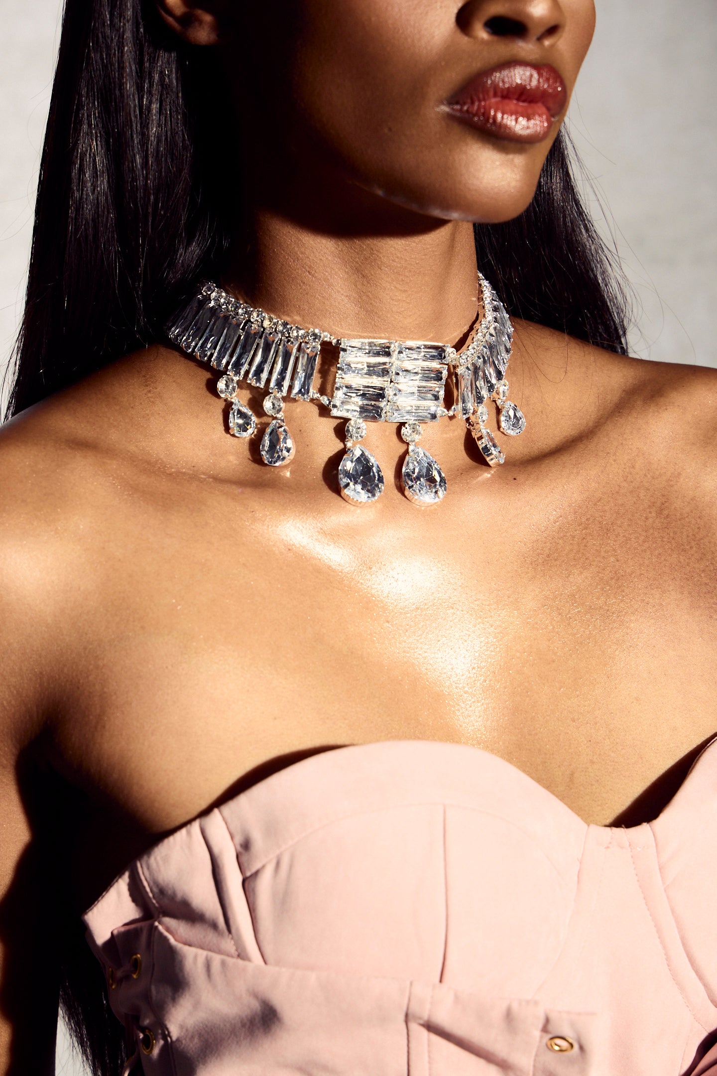 Multi Layer Geometric Crystal Necklace