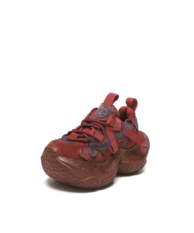Yellow Platform Shoes Suede Splicing Lace Up