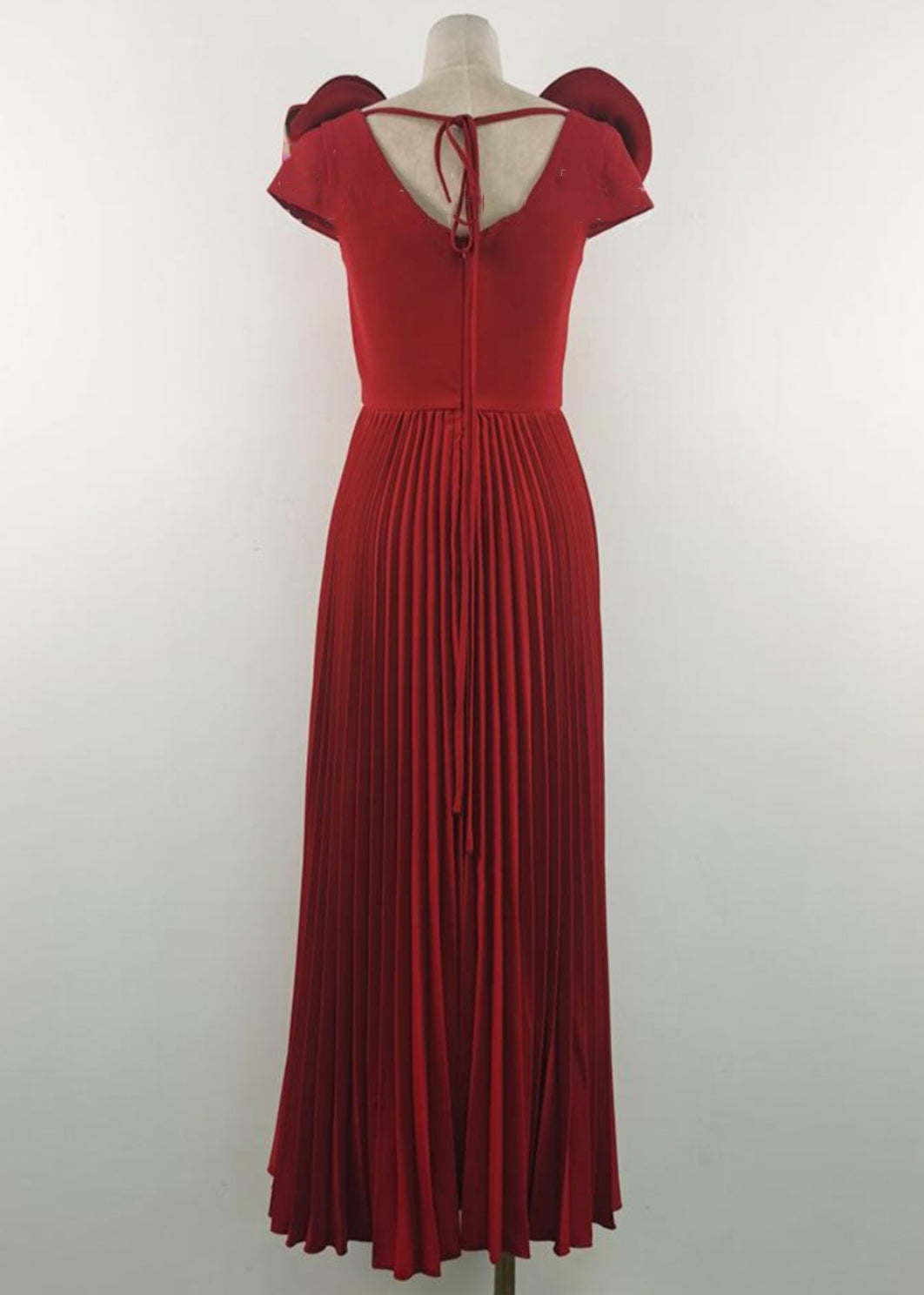 Apricot V Neck Wrinkled Cotton Long Dress Summer