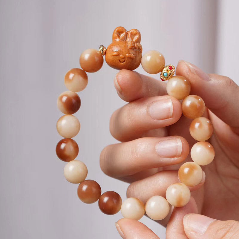 Buddha Stones Natural Bodhi Seed Rabbit Peace Bracelet