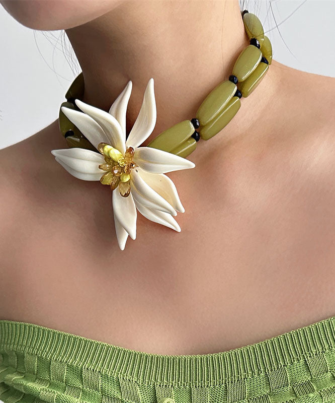Stylish Green Acrylic Alloy Bamboo Nodes Double Layer Pendant Necklace