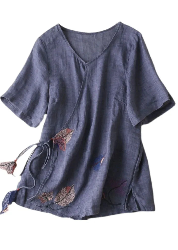White Embroideried Tie Waist Linen Tank Summer