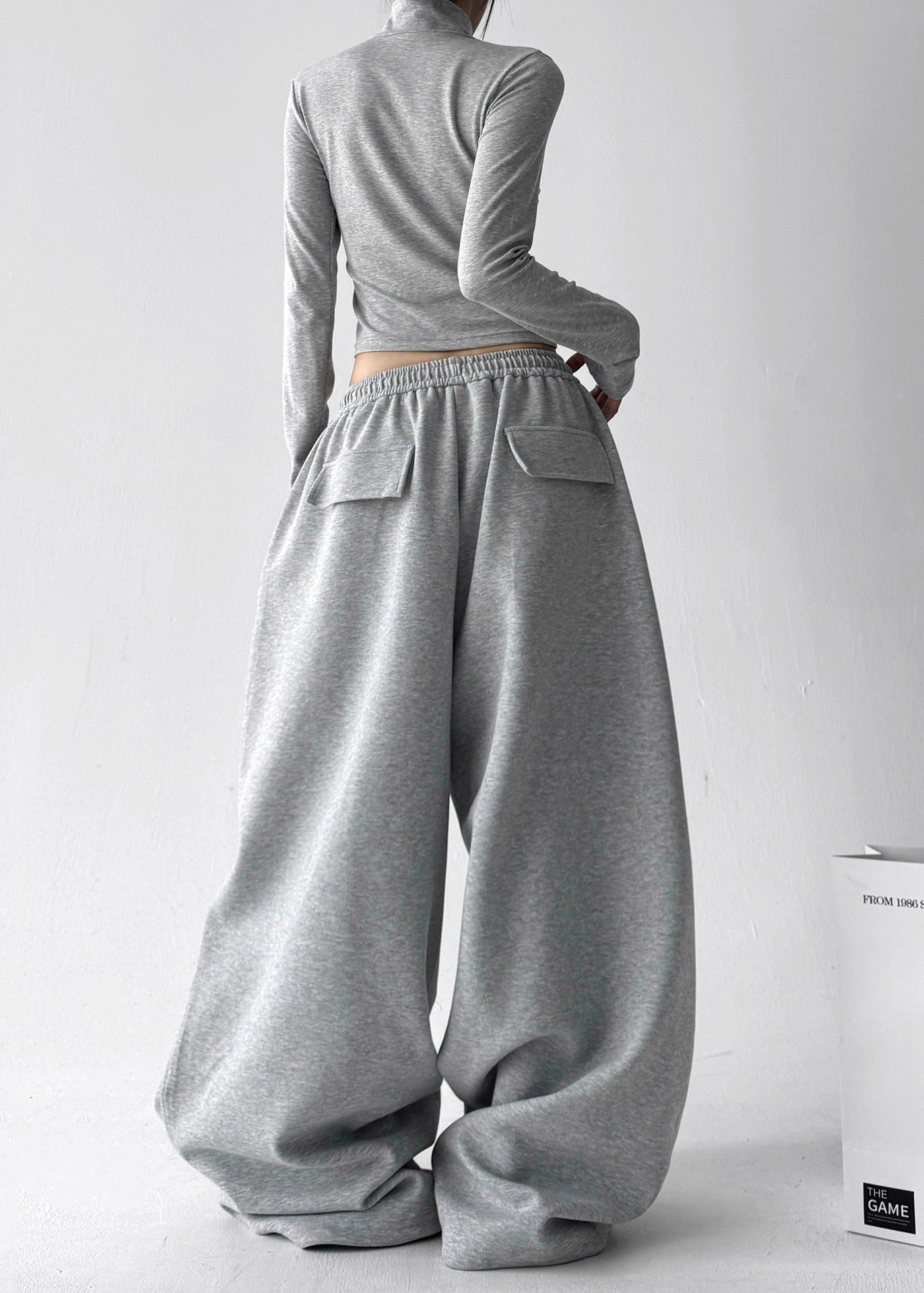 Grey Oversized Cotton Harem Pants Fall