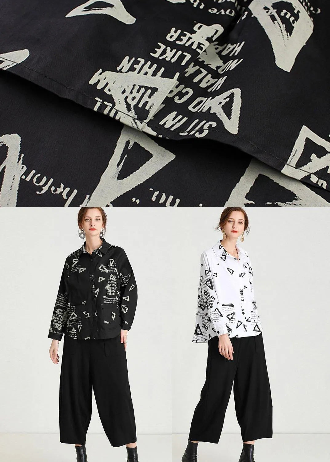 Black Peterpan Collar Pockets Fall Cotton Shirt Tops Long Sleeve