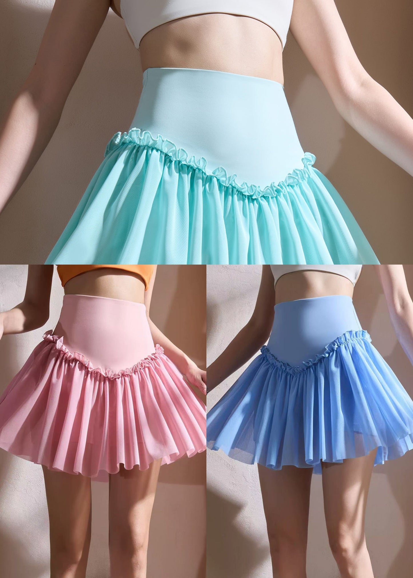 Pink High Waist Ruffled Sports Skirts Summer