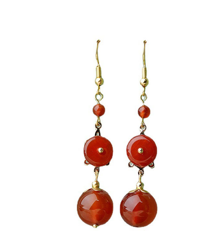 Red Agate 14k Gold Wedding Drop Earrings