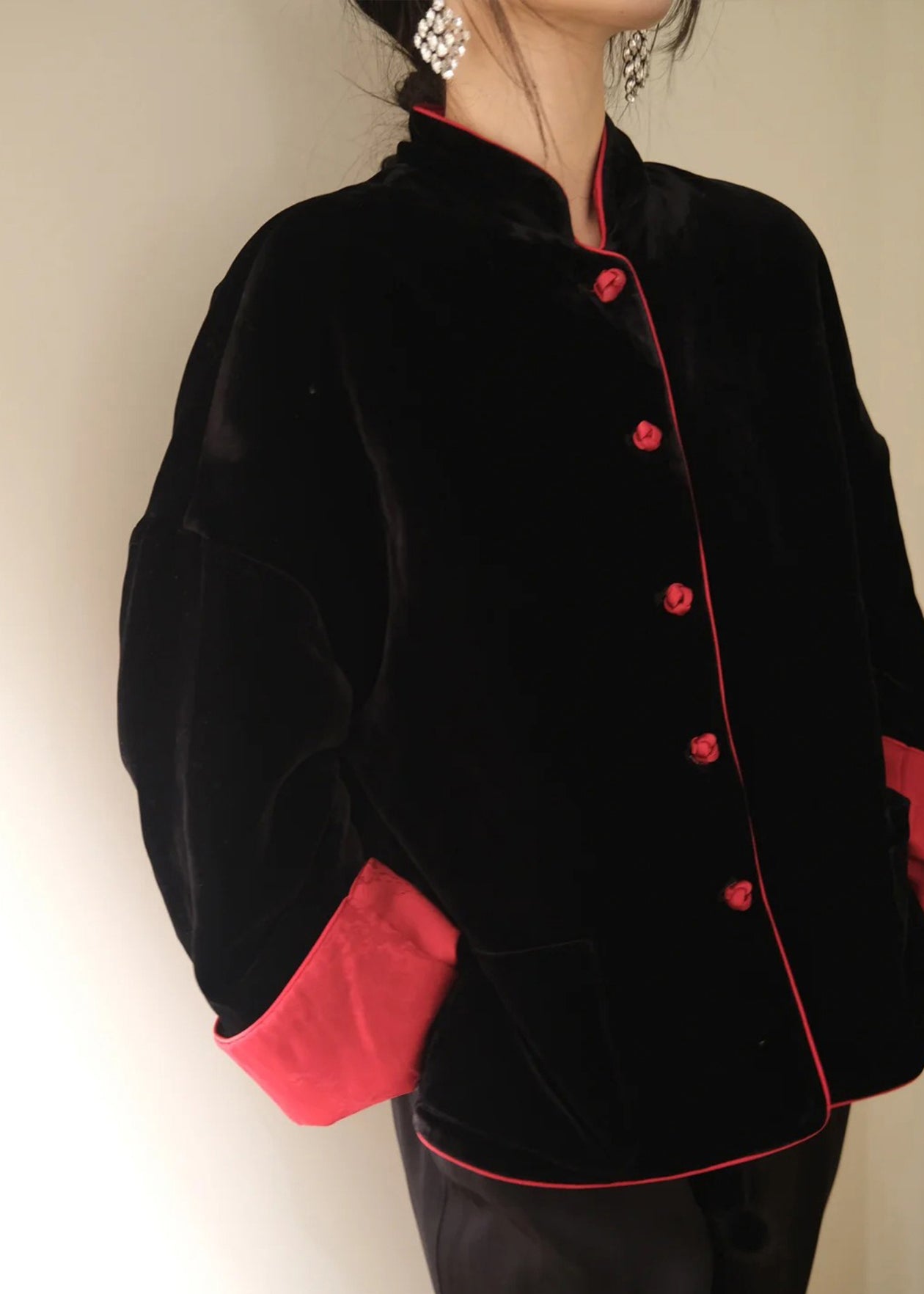 Chinese Style Wear on Both Sides Fine Cotton Filled Silk Velvet Coat Winter
