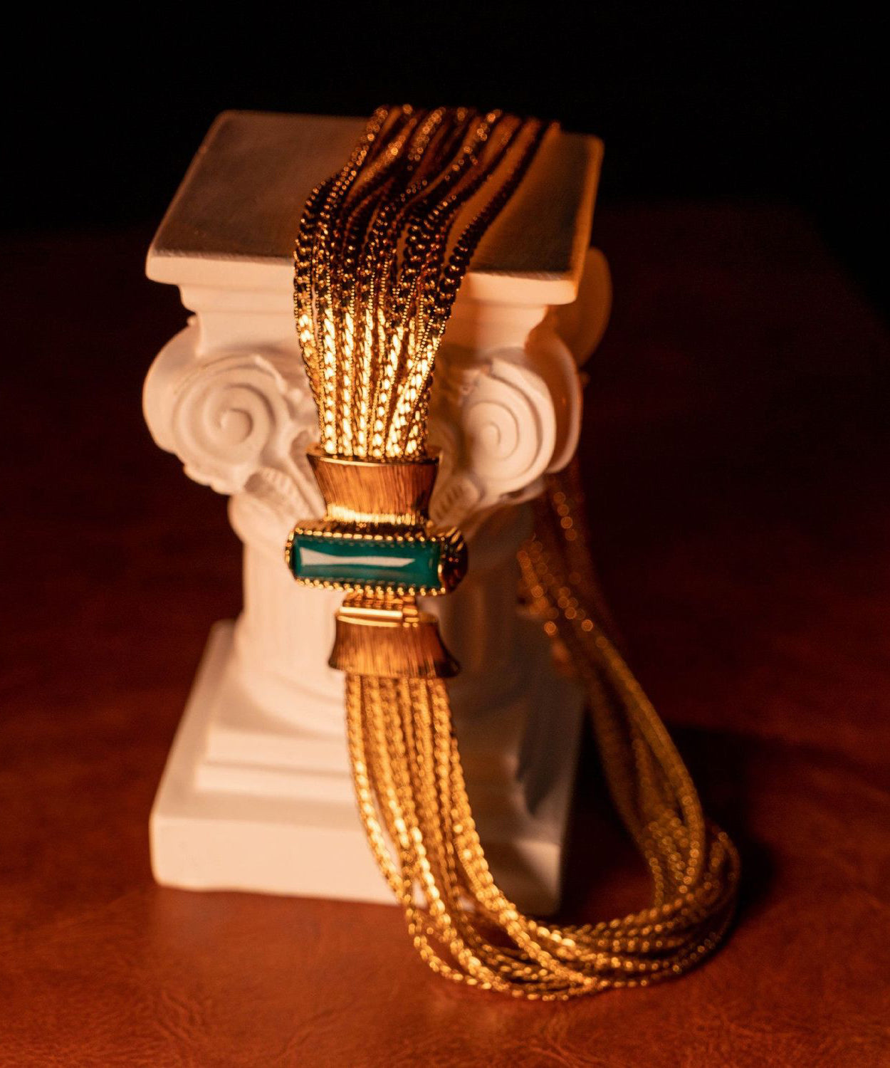 Sterling Silver Overgild Jade Weave Necklace and Chain Bracelet Two-piece Set