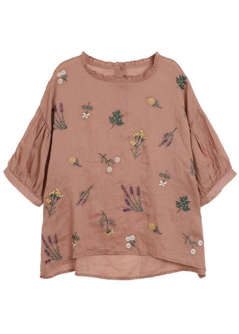 Modern Print Regular Embroideried Summer Half Sleeve