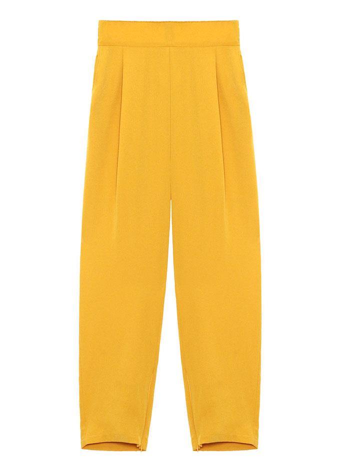 Unique Yellow High Waist Pockets Harem Pants