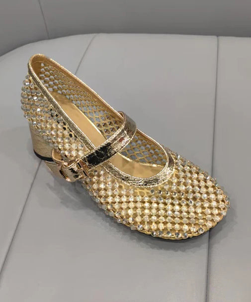 Splicing Chunky Shoes Black Breathable Mesh Zircon