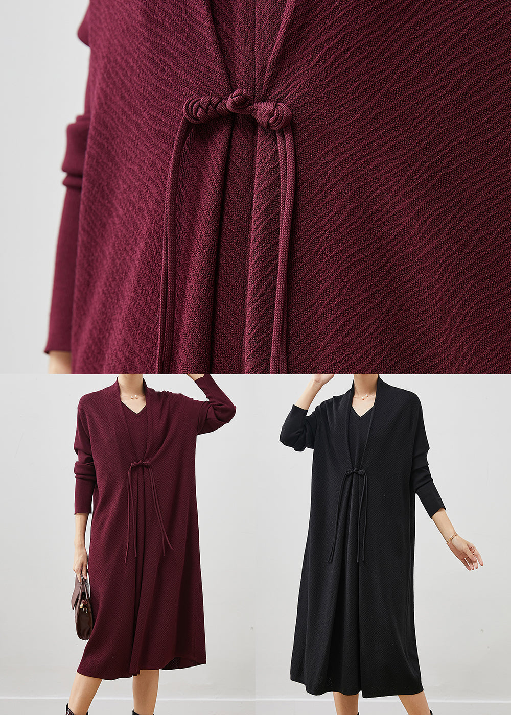 Mulberry Oversized Patchwork Knit Long Dresses Spring