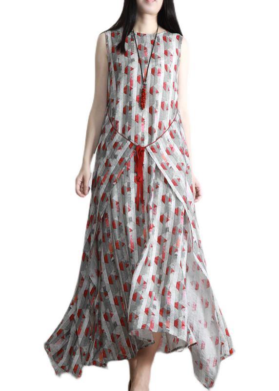 Fitted Print Patchwork Asymmetrical Design Summer Dress