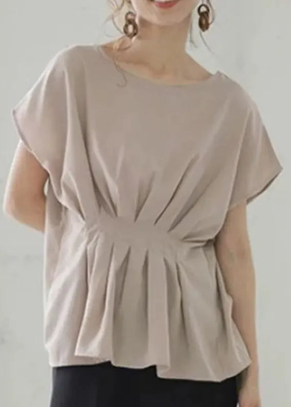 Nude Oversized Wrinkled Cotton Tank Tops Summer