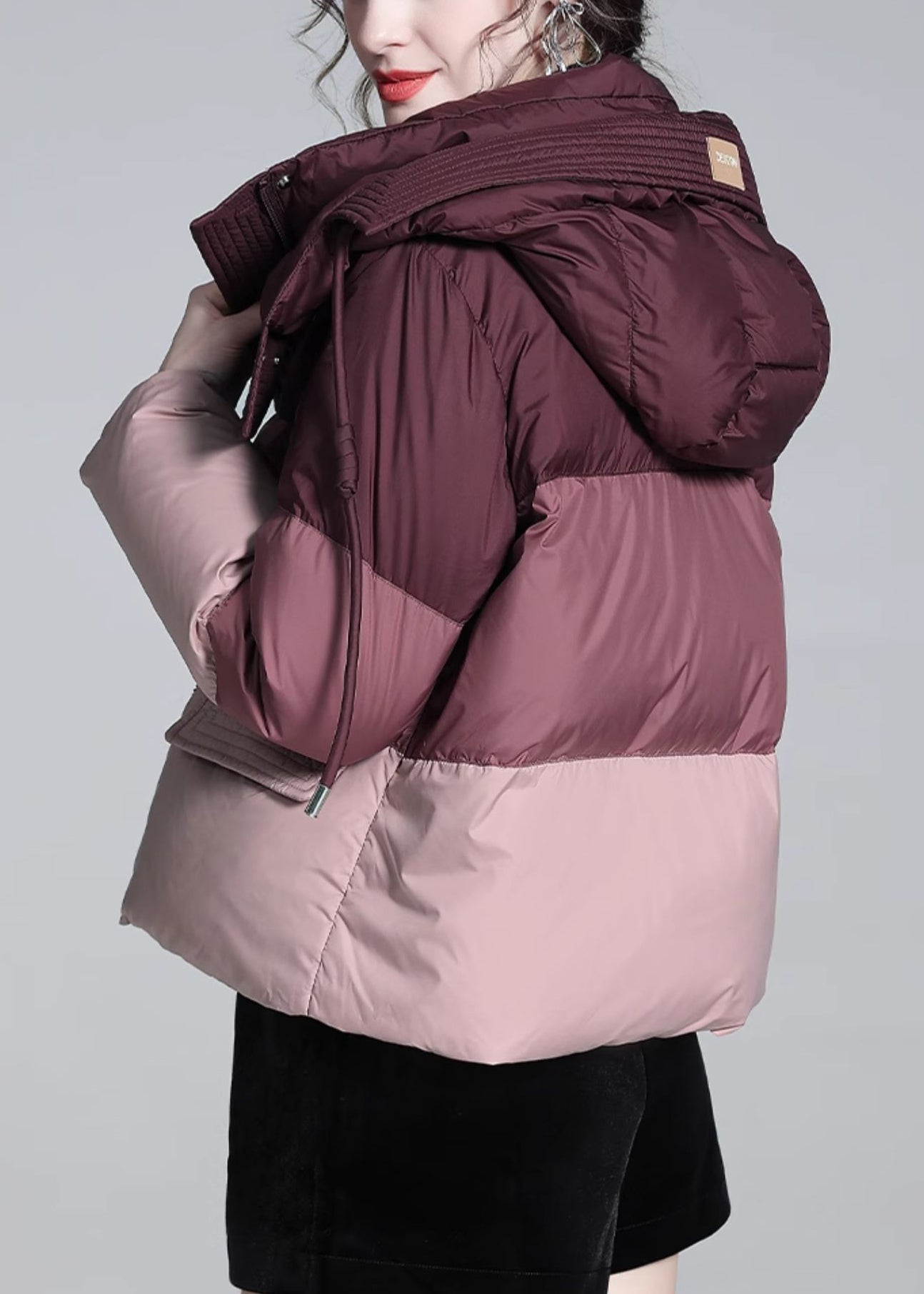 Mulberry Zip Up Pockets Duck Down Puffer Jacket Winter
