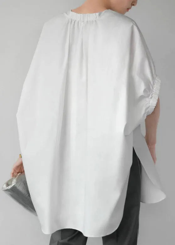 White Oversized Cotton Tanks Cloak Sleeves