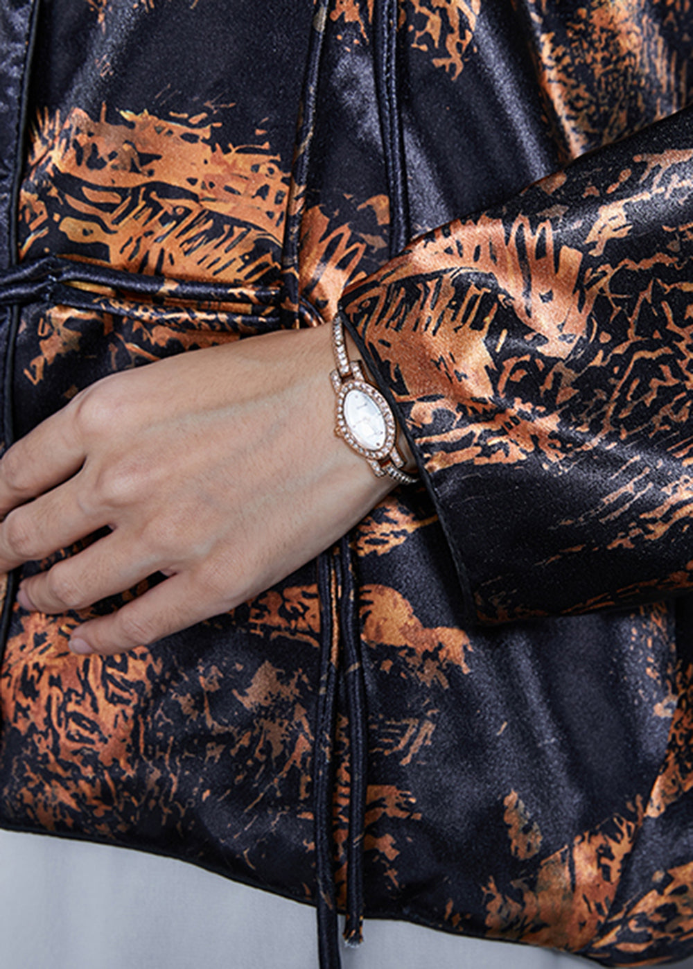 Black Tasseled Print Cotton Coats Fall