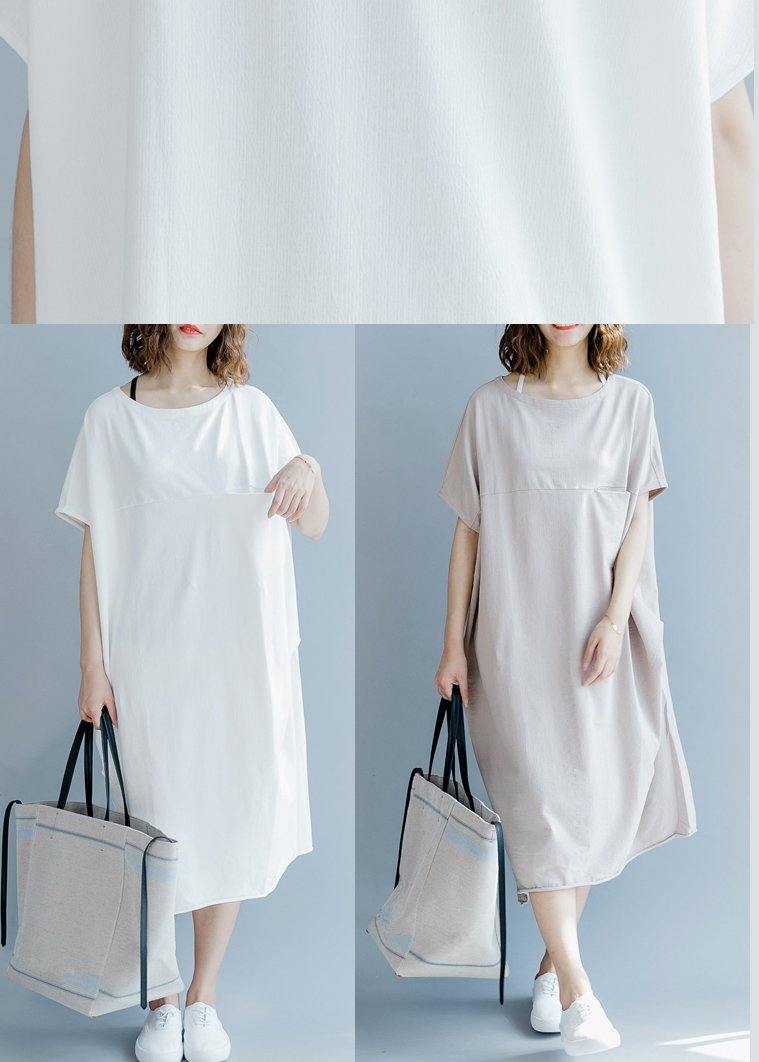 Khaki Short Sleeve Cotton Summer Dresses