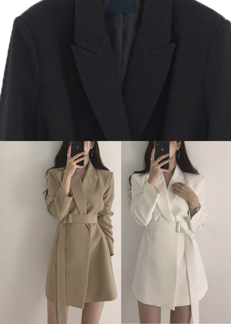 Khaki Peter Pan Collar Pockets Coat Long Sleeve
