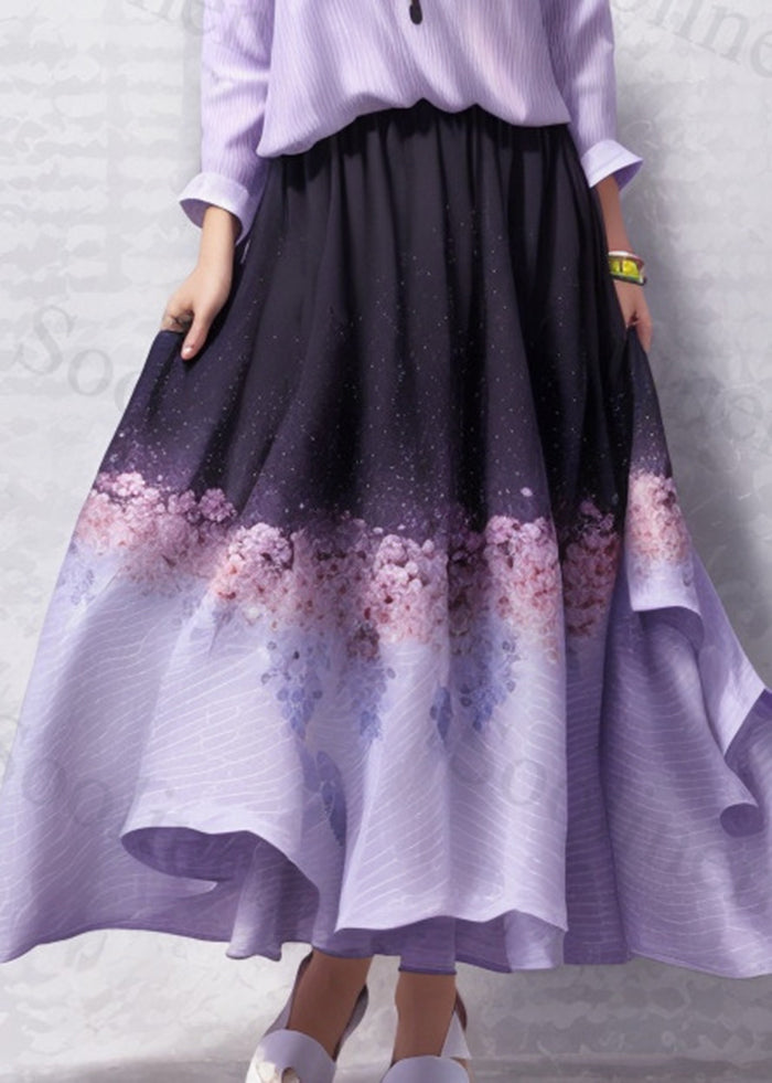 Diy Purple Cold Shoulder Print Silk Holiday Dress Summer