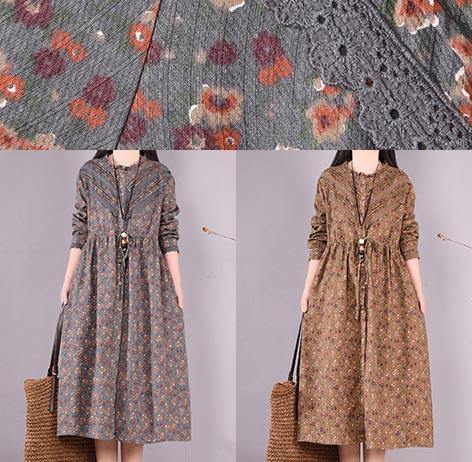 Unique Chocolate Print Wardrobes O Neck Patchwork Maxi Spring Dress