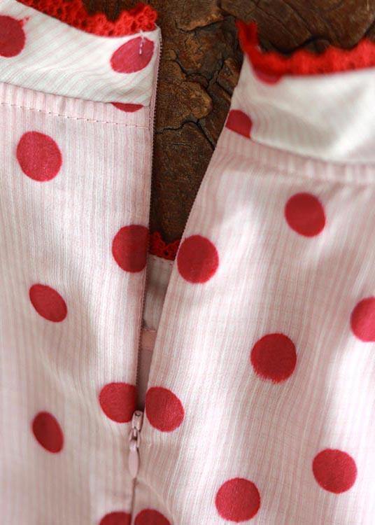 Red Dot Stand Sleeveless Long Summer Chiffon Dress