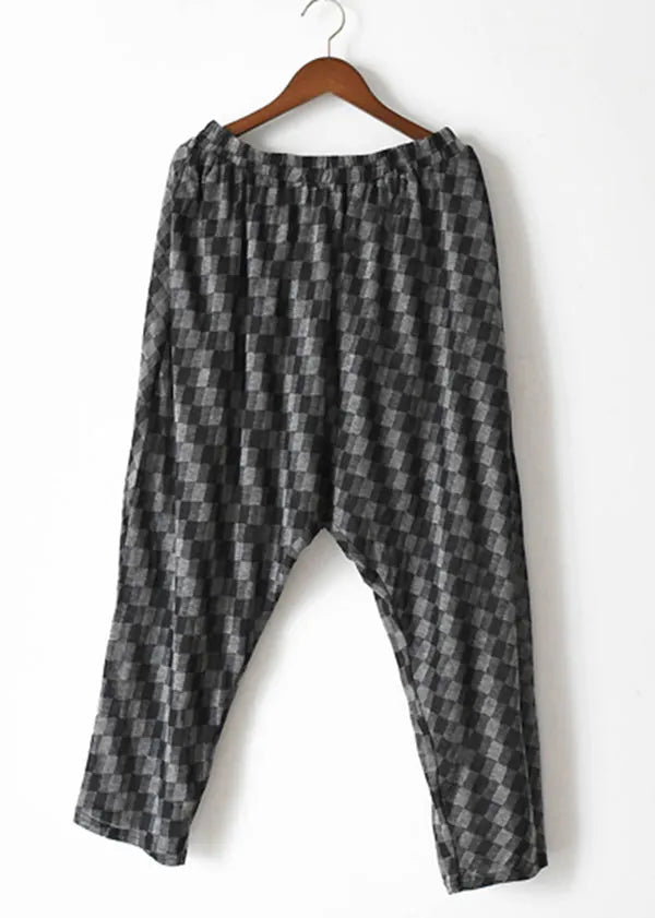 Original Black Plaid Asymmetrical Patchwork Cotton Two Piece Set Clothing Summer