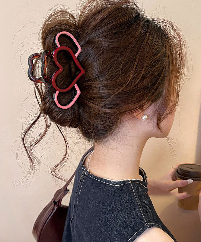 Red Pink Acrylic Love Hollow Out Hairpin