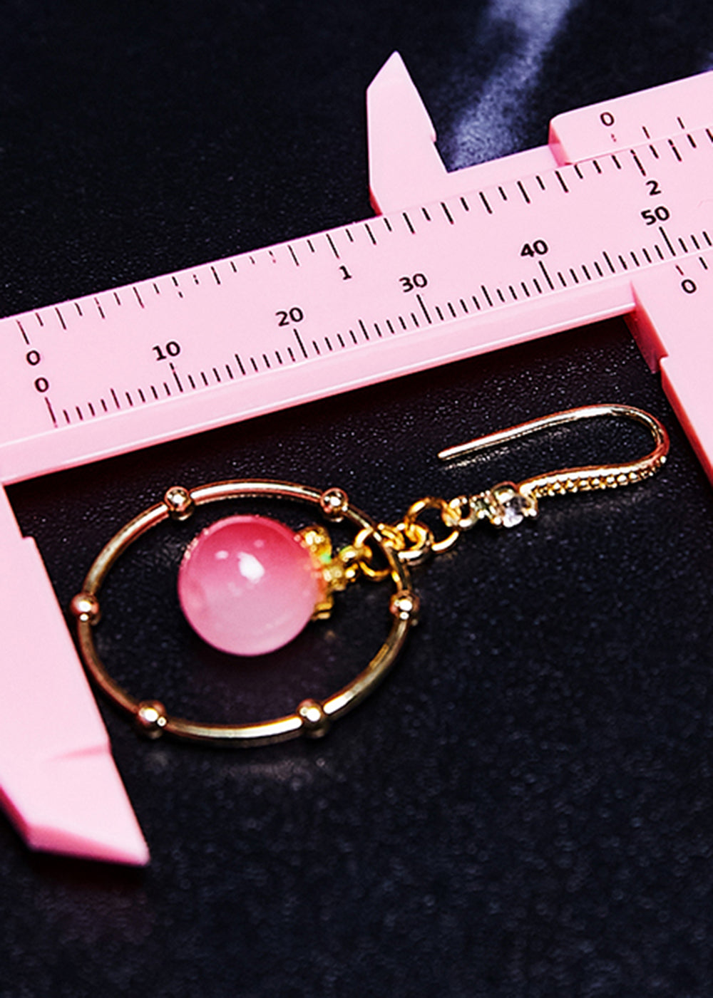 Pink Crystal Circular Gilding Drop Earring