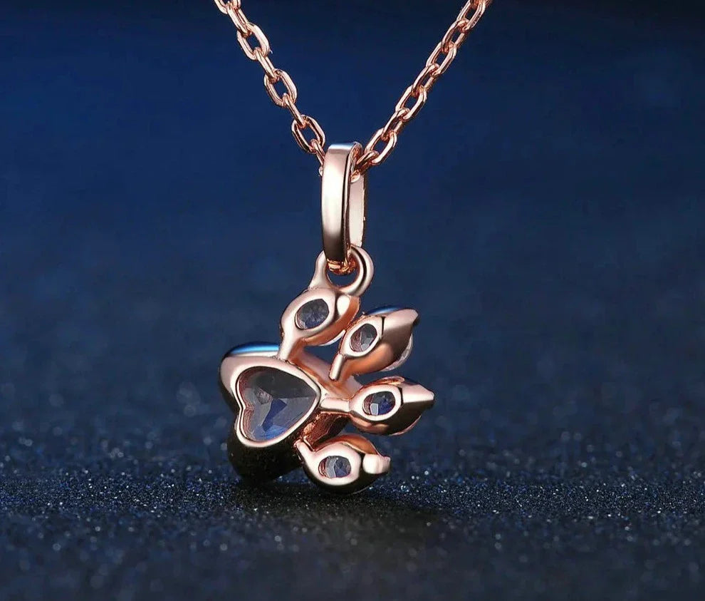 Sterling Silver Rose Quartz Paw Necklace