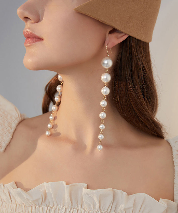 Handmade White Fine Pearl Drop Earrings