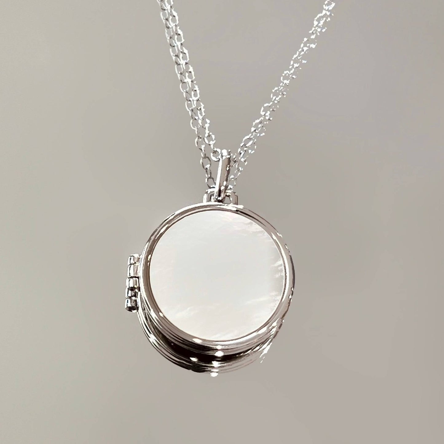 Shell Inlay Locket Pendant Necklace