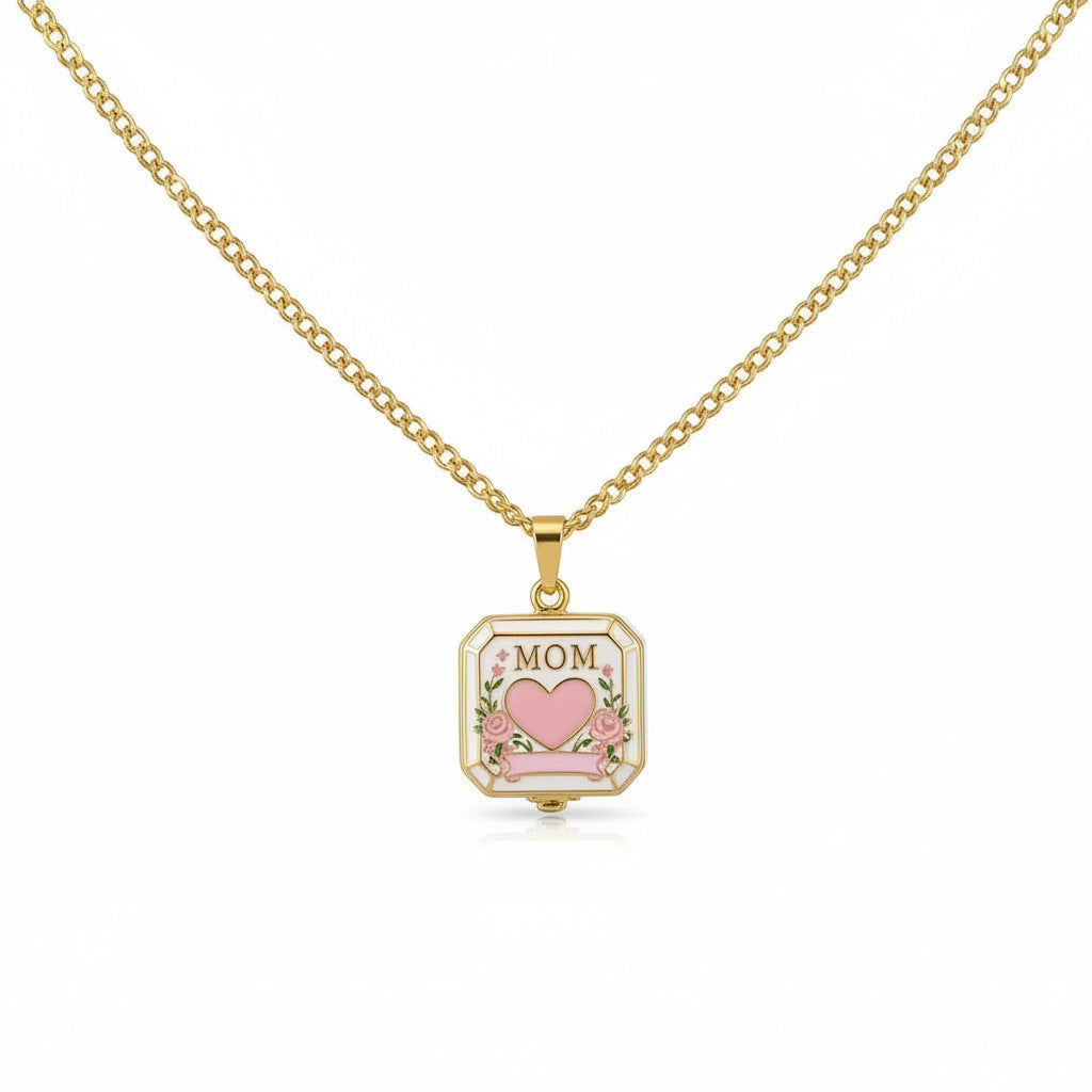 Mom Square Locket Pendant Necklace